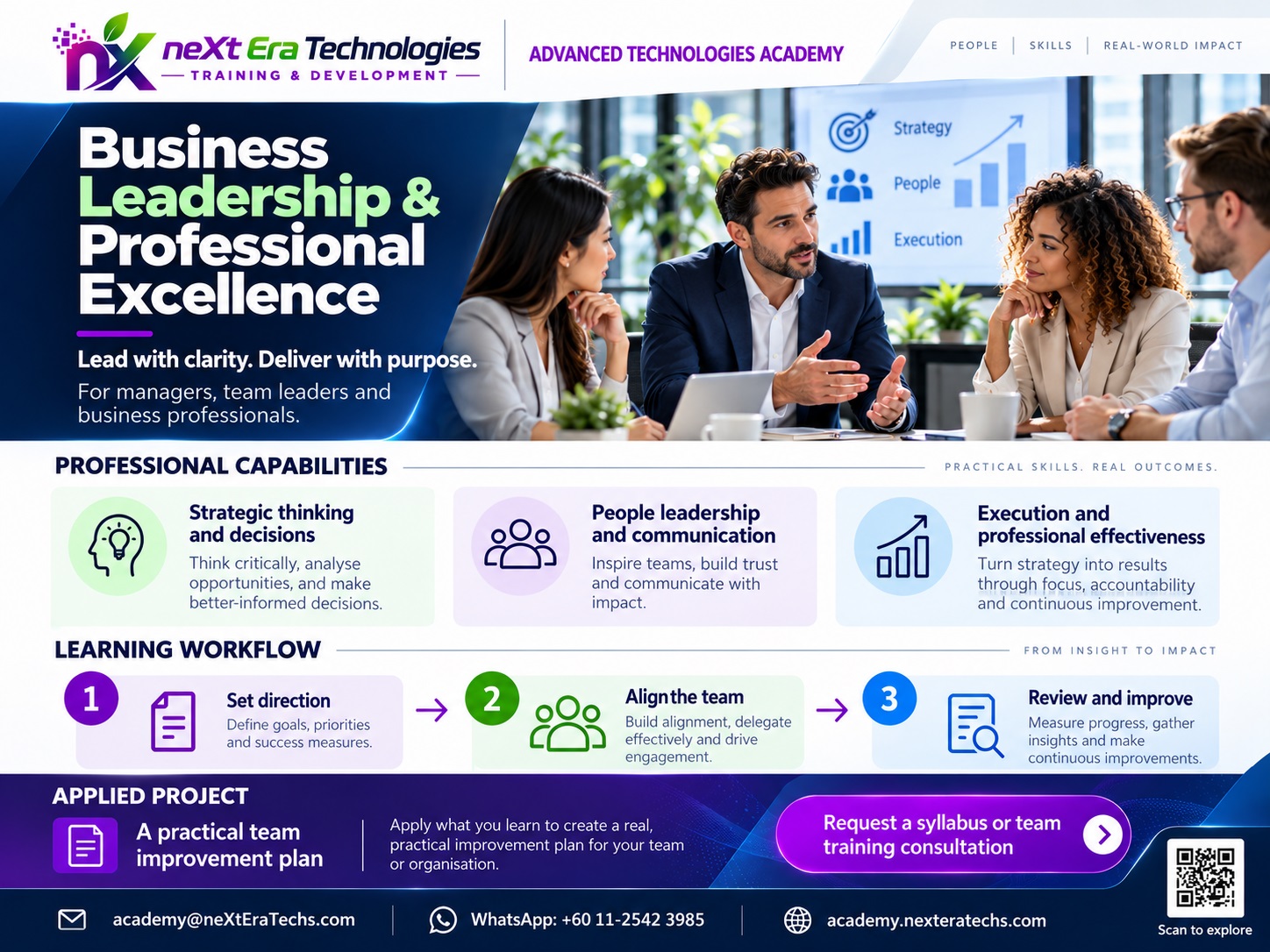 Training flyer for Business Leadership & Professional Excellence